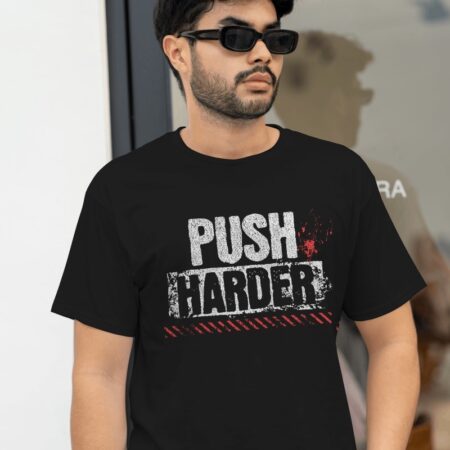 Black Graphic T-Shirt - Push Harder