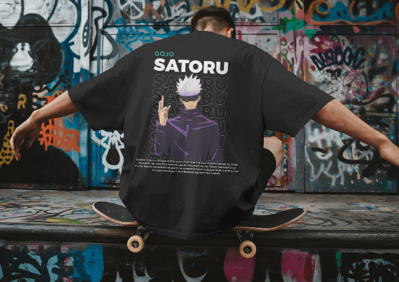 Black T-shirt Gojo Satoru Anime Oversized